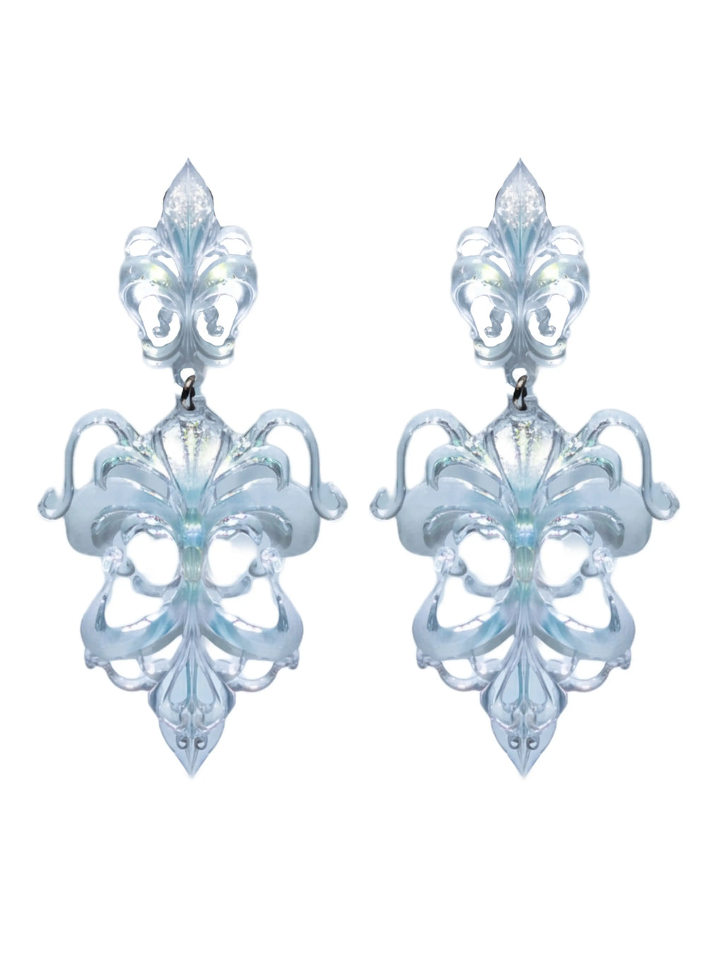 Deconstructed Iris Earrings – Milky White 3D-Printed Jewelry | MIIIIIJA