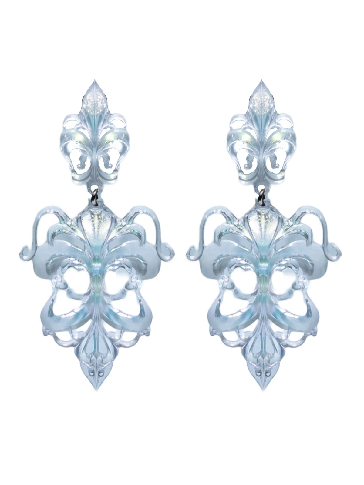 Deconstructed Iris Earrings – Milky White 3D-Printed Jewelry | MIIIIIJA