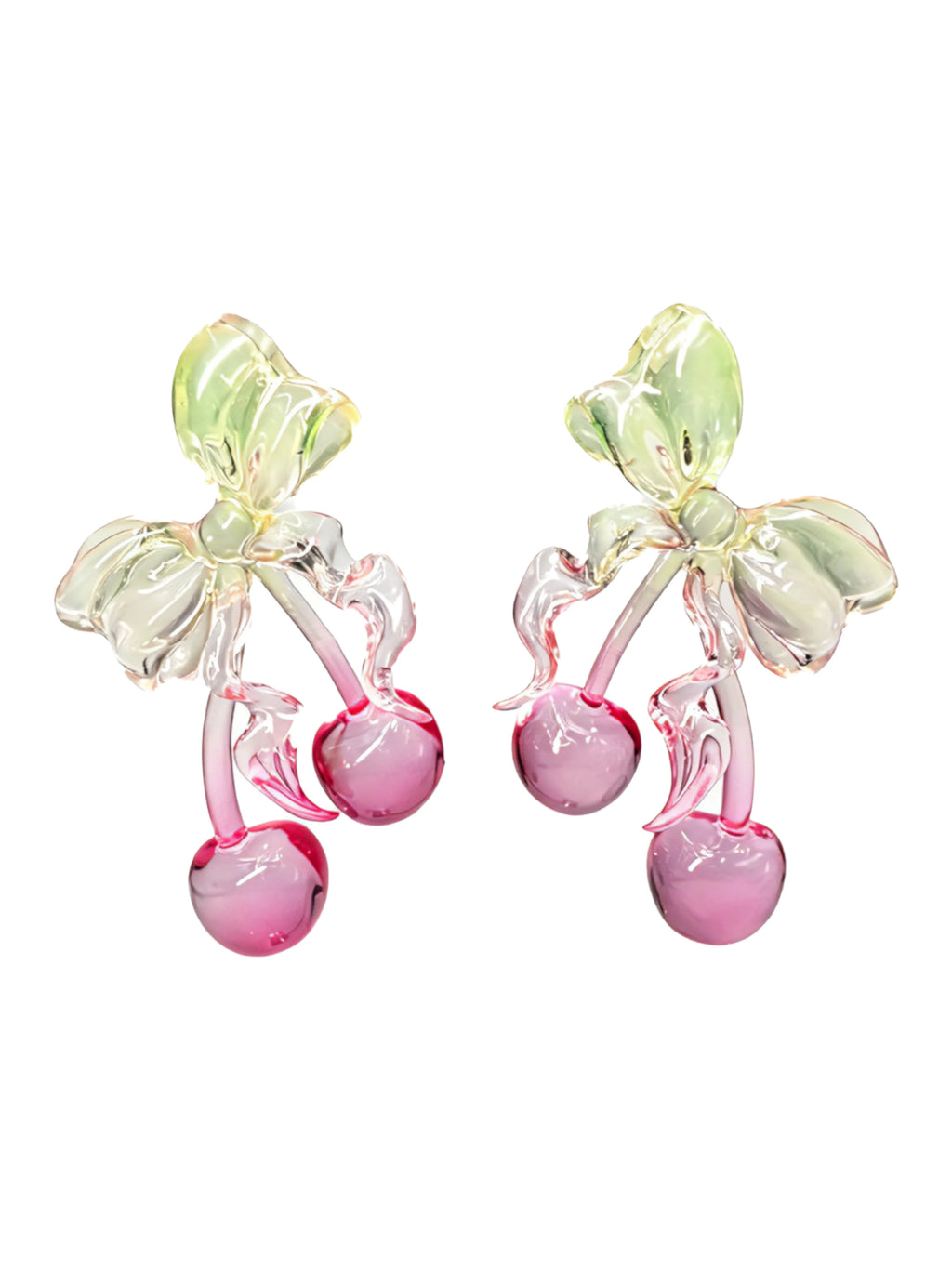Cherry Bow Earrings – Transparent 3D-Printed Jewelry | MIIIIIJA