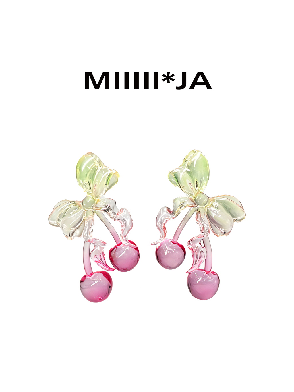 Cherry Bow Earrings – Transparent 3D-Printed Jewelry | MIIIIIJA