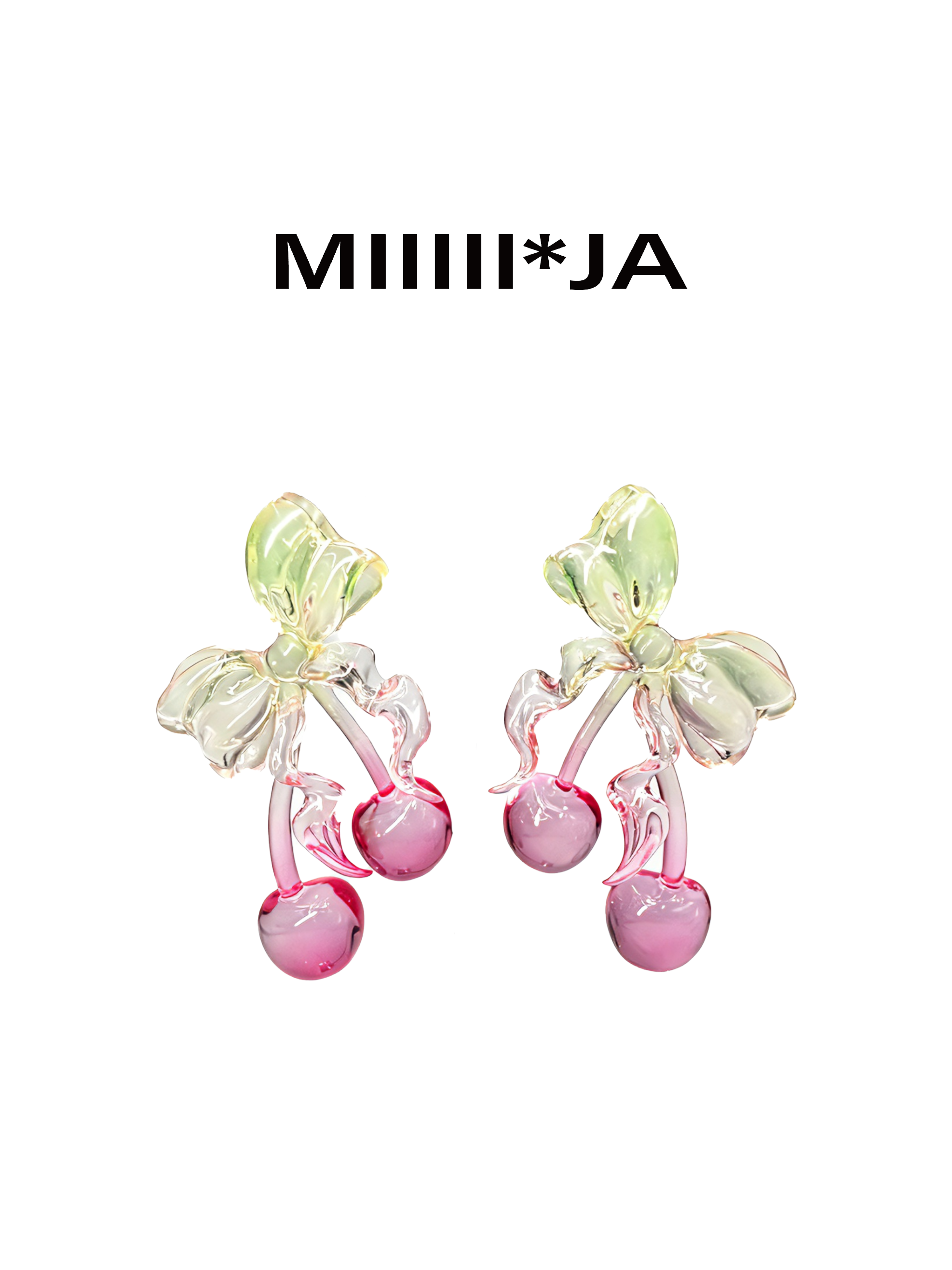 Cherry Bow Earrings – Transparent 3D-Printed Jewelry | MIIIIIJA