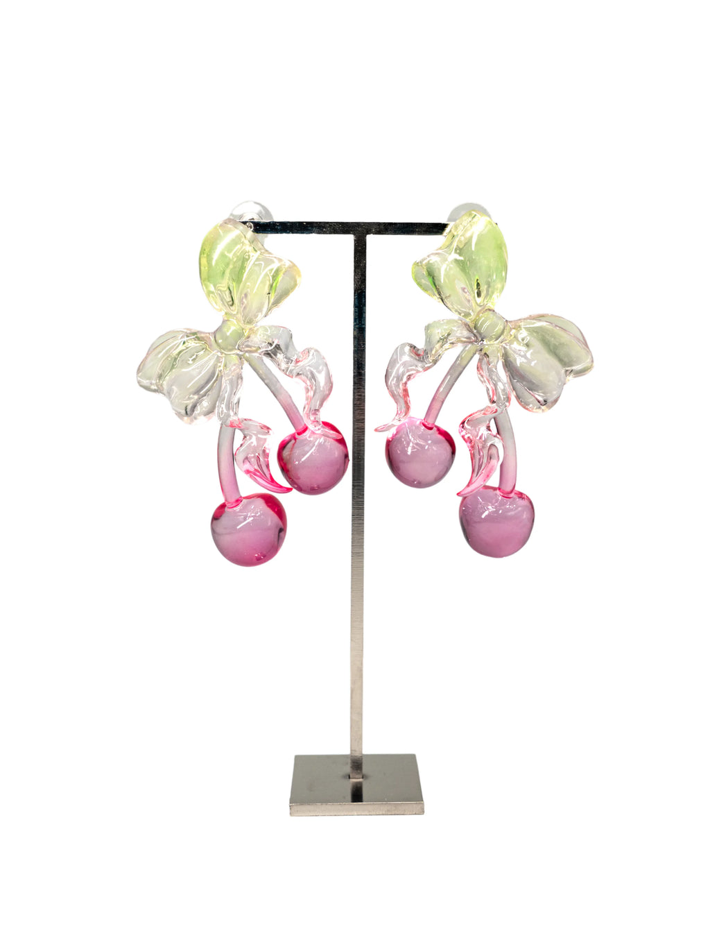 Cherry Bow Earrings – Transparent 3D-Printed Jewelry | MIIIIIJA