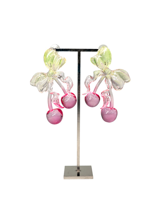 Cherry Bow Earrings – Transparent 3D-Printed Jewelry | MIIIIIJA
