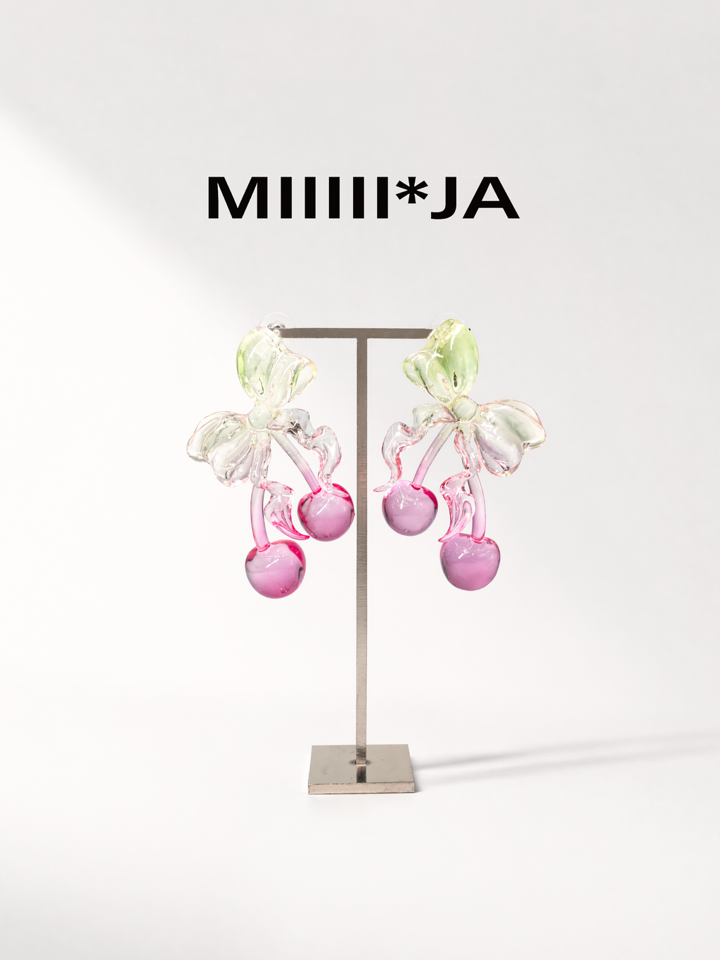 Cherry Bow Earrings – Transparent 3D-Printed Jewelry | MIIIIIJA