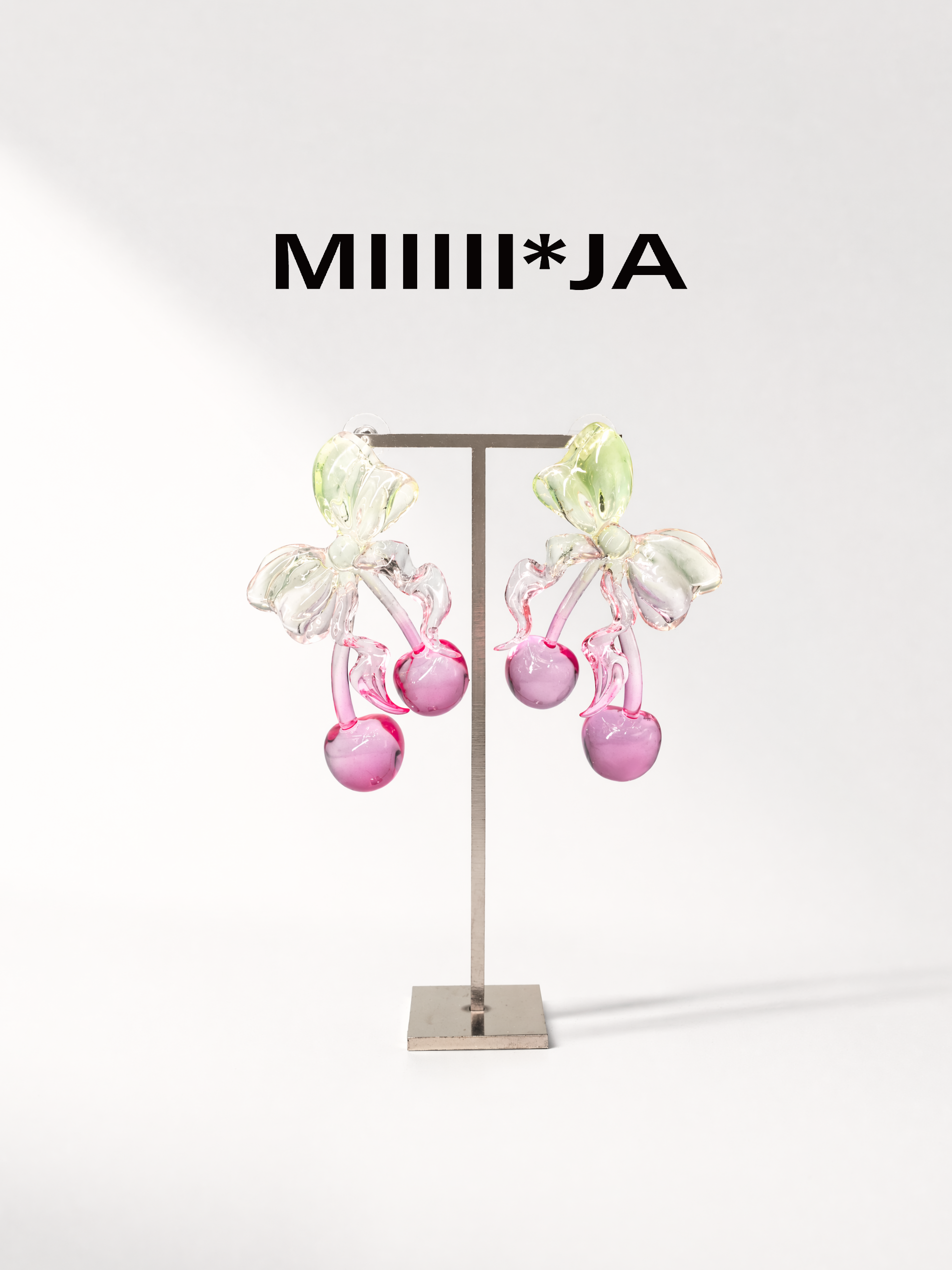 Cherry Bow Earrings – Transparent 3D-Printed Jewelry | MIIIIIJA