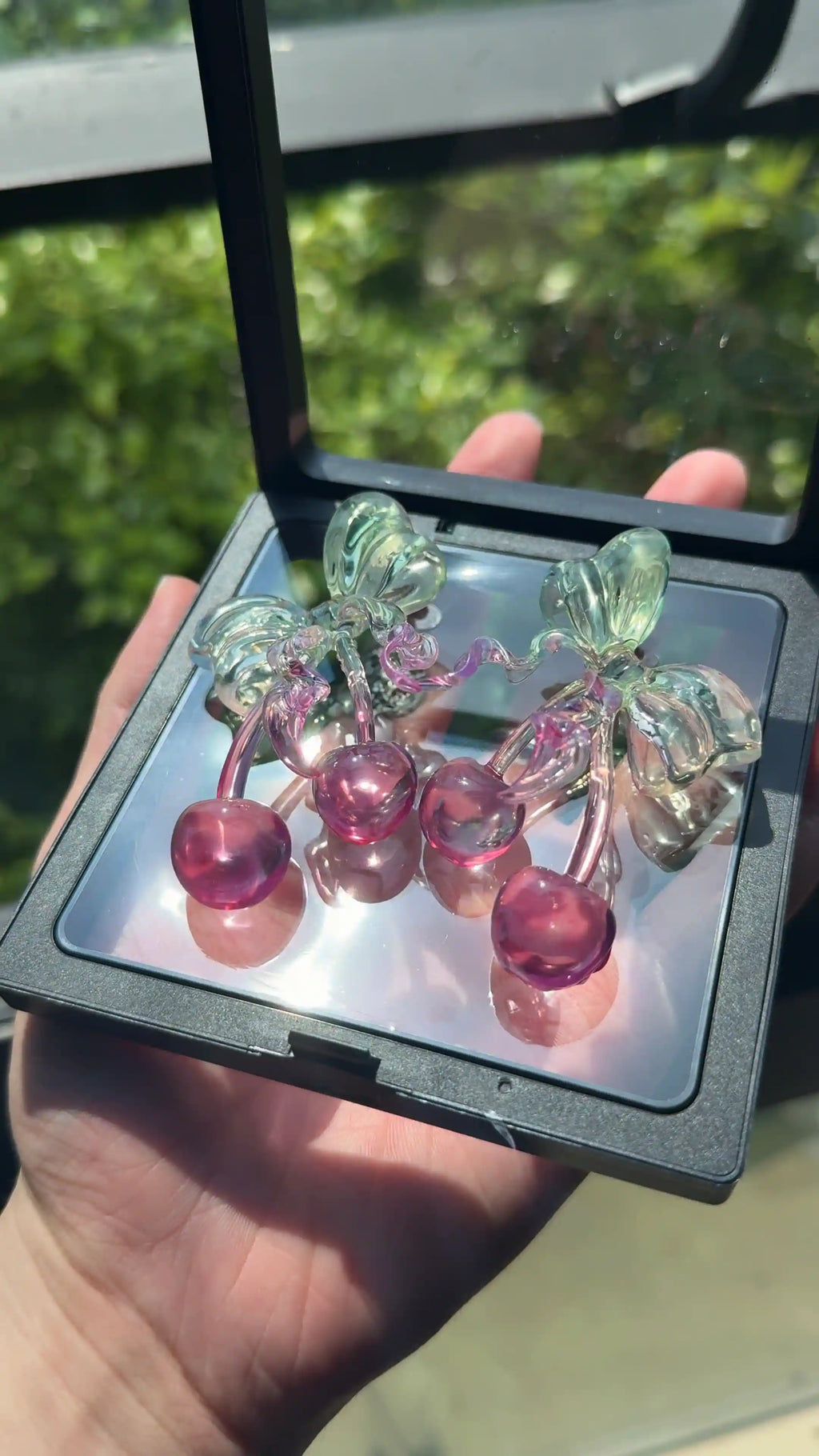 Cherry Bow Earrings – Transparent 3D-Printed Jewelry | MIIIIIJA