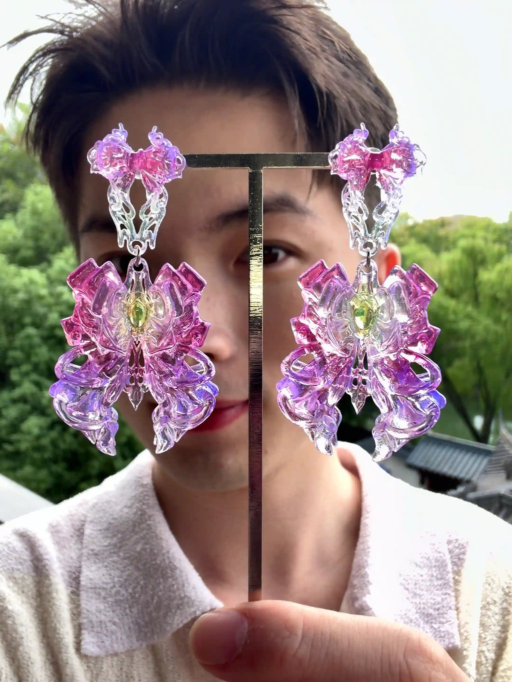 Magical Girl Bow Earrings – Gradient 3D-Printed Jewelry | MIIIIIJA