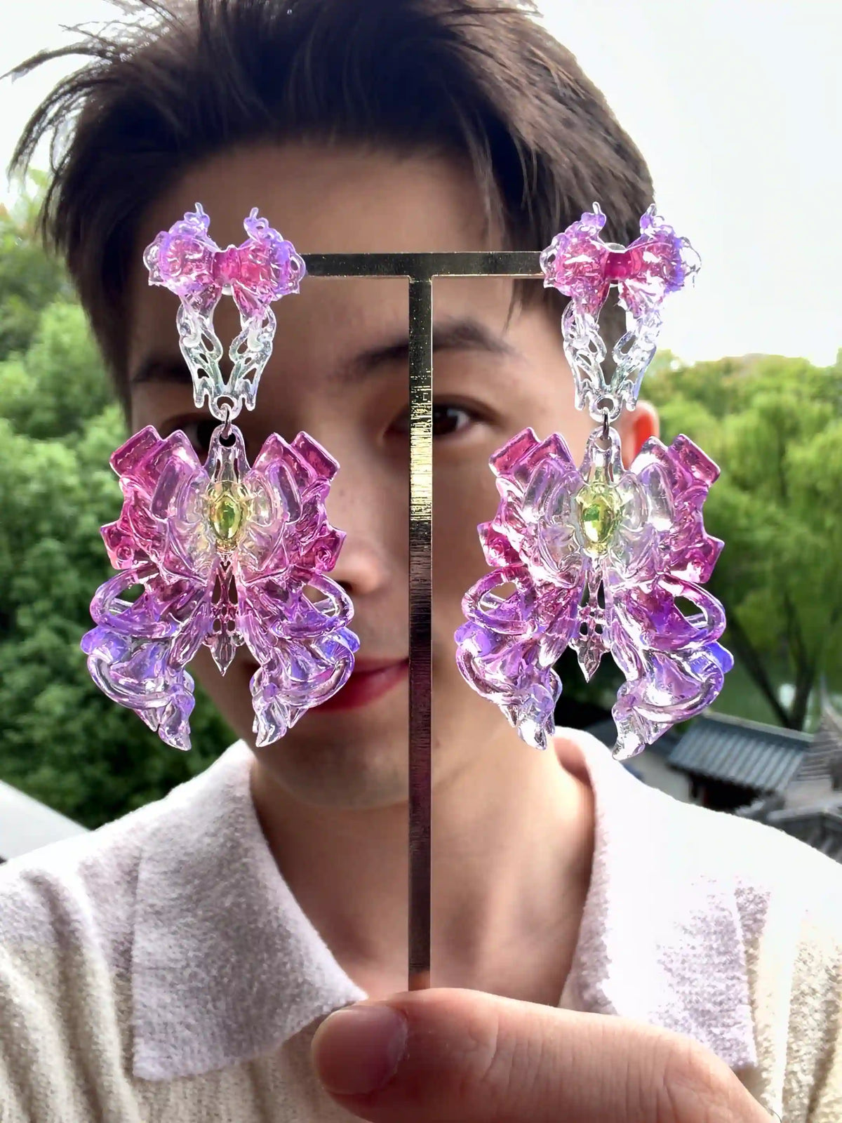 Magical Girl Bow Earrings – Gradient 3D-Printed Jewelry | MIIIIIJA
