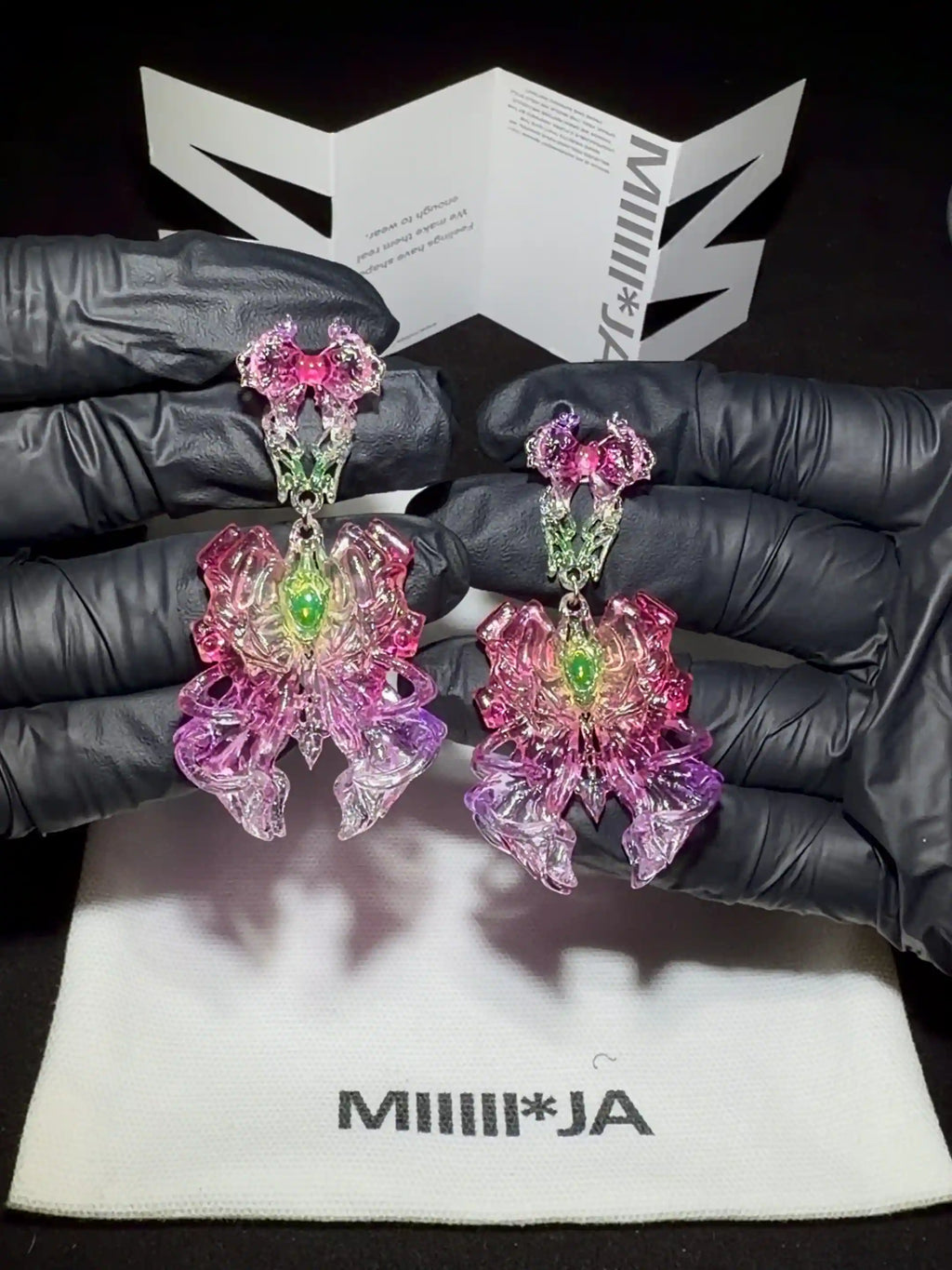 Magical Girl Bow Earrings – Gradient 3D-Printed Jewelry | MIIIIIJA