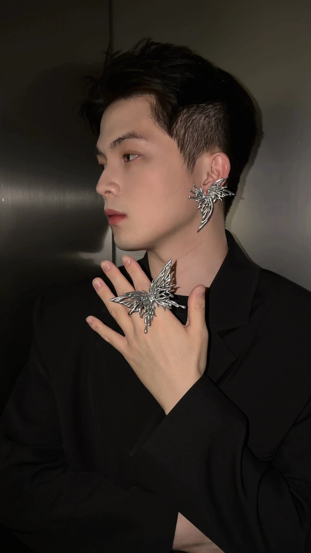 Layered Wings Ring – Silver Openwork Butterfly 3D-Printed Jewelry | MIIIIIJA
