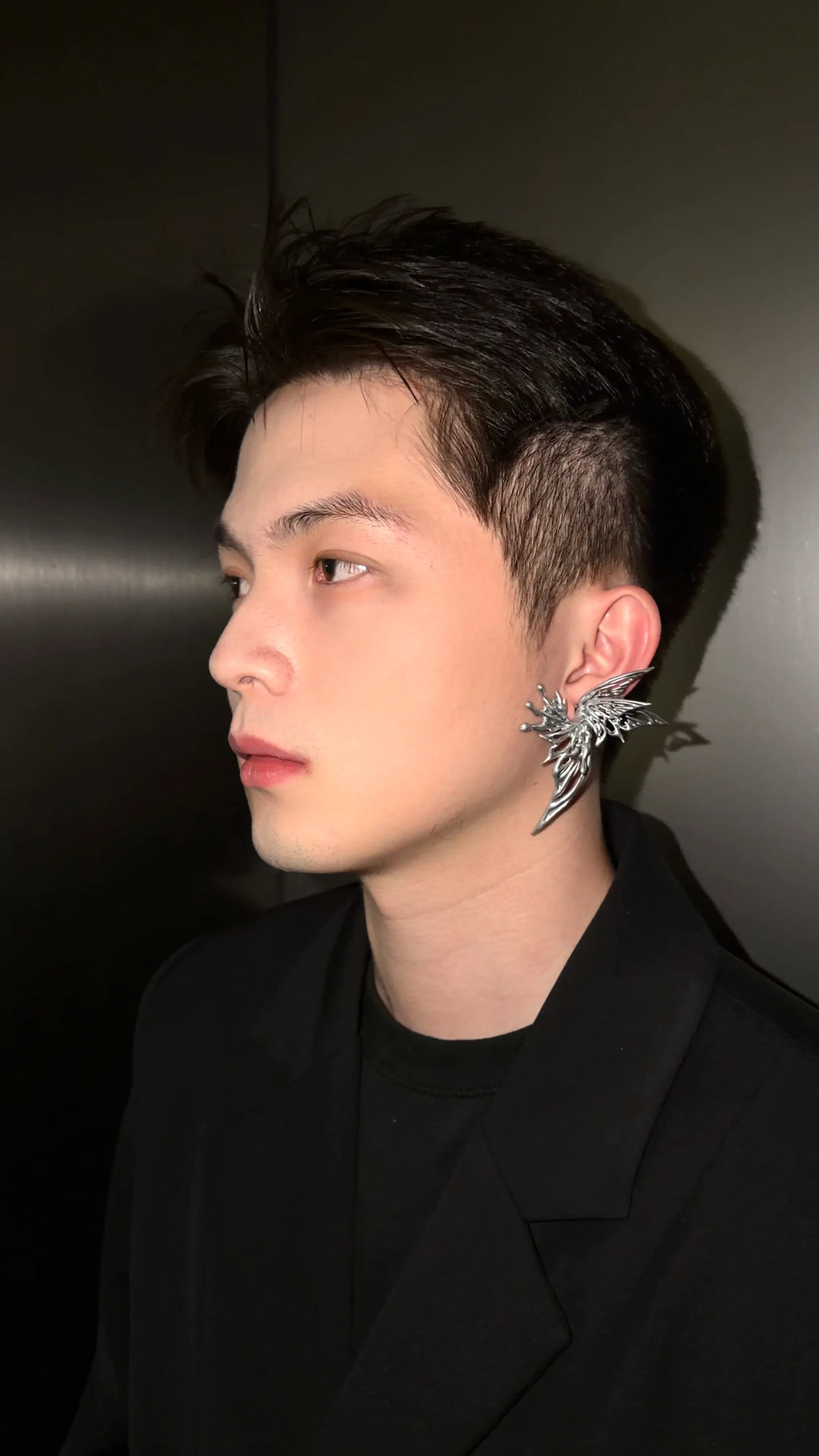 Layered Wings Fin Earrings – Silver Openwork Butterfly 3D-Printed Jewelry | MIIIIIJA
