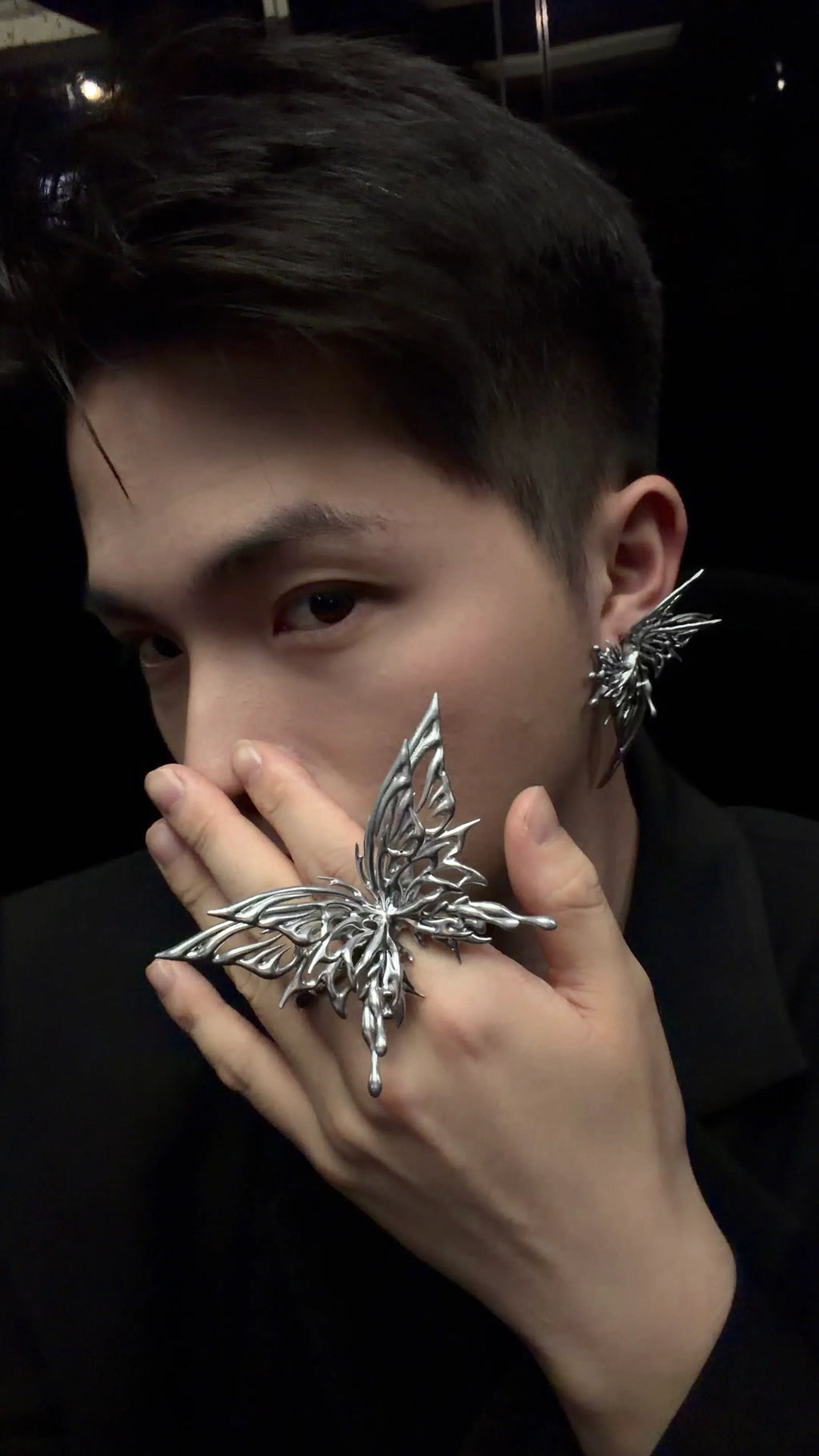 Layered Wings Ring – Silver Openwork Butterfly 3D-Printed Jewelry | MIIIIIJA