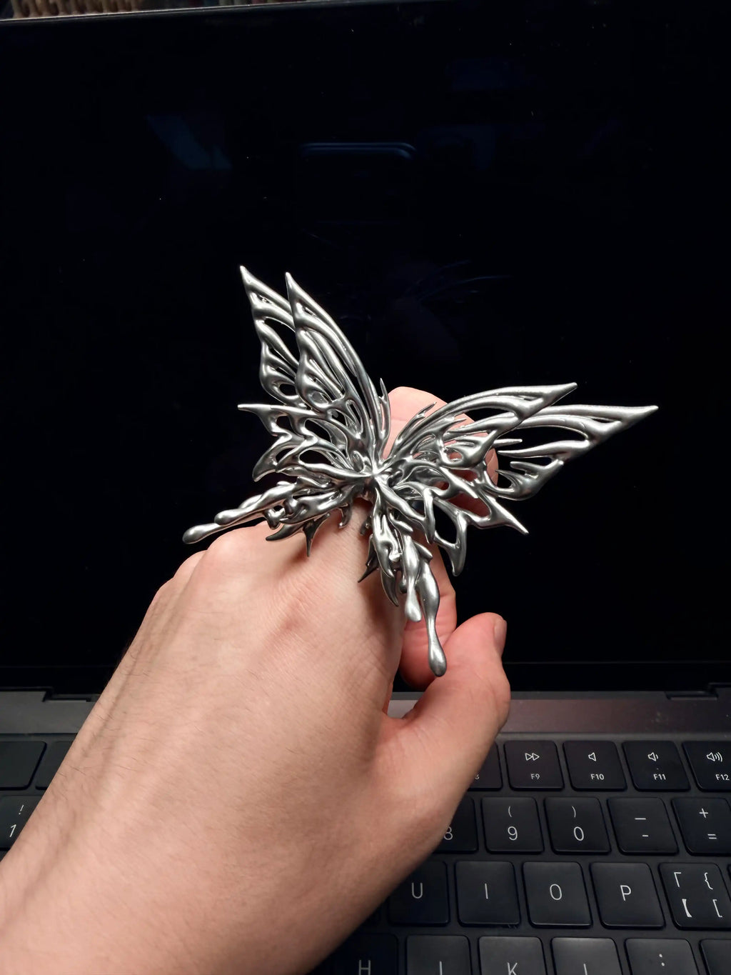 Layered Wings Ring – Silver Openwork Butterfly 3D-Printed Jewelry | MIIIIIJA